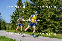 17.06.2023, Lavaze, Italy (ITA): Martin Ponsiluoma (SWE), Sebastian Samuelsson (SWE), (l-r)  - Biathlon summer training, Lavaze (ITA). www.nordicfocus.com. © Barbieri/NordicFocus. Every downloaded picture is fee-liable.