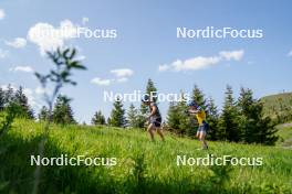 17.06.2023, Lavaze, Italy (ITA): Martin Ponsiluoma (SWE), Sebastian Samuelsson (SWE), (l-r)  - Biathlon summer training, Lavaze (ITA). www.nordicfocus.com. © Barbieri/NordicFocus. Every downloaded picture is fee-liable.