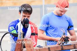 04.07.2023, Premanon, France (FRA): Oscar Lombardot (FRA), Emilien Jacquelin (FRA), (l-r) - Biathlon summer training, La Premanon (FRA). www.nordicfocus.com. © Manzoni/NordicFocus. Every downloaded picture is fee-liable.