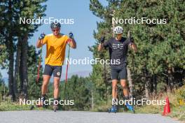 23.08.2023, Font-Romeu, France (FRA): Emilien Claude (FRA), Eric Perrot, (l-r) - Biathlon training, Font-Romeu (FRA). www.nordicfocus.com. © Authamayou/NordicFocus. Every downloaded picture is fee-liable.