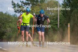 3.09.2023, Font-Romeu, France (FRA): Martin Ponsiluoma (SWE), Sebastian Samuelsson (SWE), (l-r) - Biathlon training, Font-Romeu (FRA). www.nordicfocus.com. © Authamayou/NordicFocus. Every downloaded picture is fee-liable.