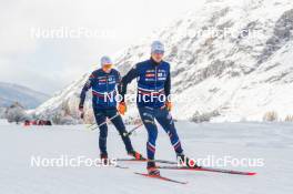 03.11.2023, Bessans, France (FRA): Emilien Claude (FRA), Fabien Claude (FRA), (l-r) - Biathlon training, Bessans (FRA). www.nordicfocus.com. © Authamayou/NordicFocus. Every downloaded picture is fee-liable.