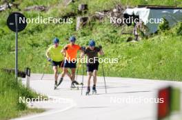 11.06.2023, Lavaze, Italy (ITA): Martin Ponsiluoma (SWE), Malte Stefansson (SWE), Sebastian Samuelsson (SWE), (l-r)  - Biathlon summer training, Lavaze (ITA). www.nordicfocus.com. © Barbieri/NordicFocus. Every downloaded picture is fee-liable.