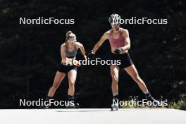 12.06.2023, Forni Avoltri, Italy (ITA): Samuela Comola (ITA), Lisa Vittozzi (ITA), (l-r) - Biathlon summer training, Forni Avoltri (ITA). www.nordicfocus.com. © Del Fabbro/NordicFocus. Every downloaded picture is fee-liable.