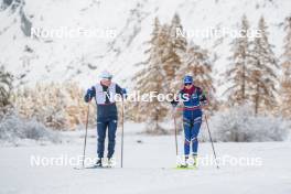 03.11.2023, Bessans, France (FRA): Cyril Burdet (FRA), Coach Team France, Paula Botet (FRA), (l-r) - Biathlon training, Bessans (FRA). www.nordicfocus.com. © Authamayou/NordicFocus. Every downloaded picture is fee-liable.