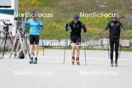 19.05.2023, Lenzerheide, Switzerland (SUI): Sebastian Stalder (SUI), Daniel Hackhofer (ITA), coach Team Switzerland, (l-r) - Biathlon summer training, Lenzerheide (SUI). www.nordicfocus.com. © Manzoni/NordicFocus. Every downloaded picture is fee-liable.