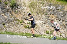 04.06.2023, Ruhpolding, Germany (GER): Niklas Hartweg (SUI), Sebastian Stalder (SUI), (l-r) - Biathlon summer training, Ruhpolding (GER). www.nordicfocus.com. © Reiter/NordicFocus. Every downloaded picture is fee-liable.