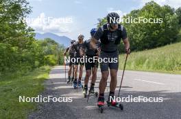 30.05.2023, Col Bayard, France (FRA): Emilien Claude (FRA), Oscar Lombardot (FRA), Eric Perrot (FRA), Quentin Fillon Maillet (FRA), (l-r)  - Biathlon summer training, Col Bayard (FRA). www.nordicfocus.com. © Thibaut/NordicFocus. Every downloaded picture is fee-liable.