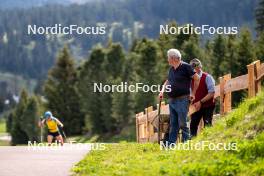 08.06.2023, Lavaze, Italy (ITA): Local workers on the skiroll track - Biathlon summer training, Lavaze (ITA). www.nordicfocus.com. © Barbieri/NordicFocus. Every downloaded picture is fee-liable.