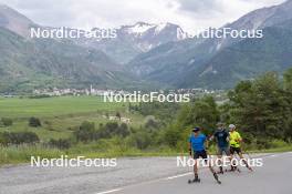 31.05.2023, Col Bayard, France (FRA): Quentin Fillon Maillet (FRA), Emilien Claude (FRA), Fabien Claude (FRA), (l-r)  - Biathlon summer training, Col Bayard (FRA). www.nordicfocus.com. © Thibaut/NordicFocus. Every downloaded picture is fee-liable.