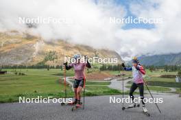 23.09.2023, Bessans, France (FRA): Caroline Colombo (FRA), Lou Jeanmonnot (FRA), (l-r) - Biathlon training, Bessans (FRA). www.nordicfocus.com. © Authamayou/NordicFocus. Every downloaded picture is fee-liable.