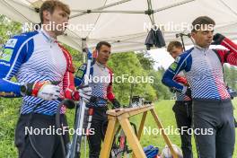 31.05.2023, Col Bayard, France (FRA): Emilien Claude (FRA), Quentin Fillon Maillet (FRA), Fabien Claude (FRA), Oscar Lombardot (FRA), (l-r)  - Biathlon summer training, Col Bayard (FRA). www.nordicfocus.com. © Thibaut/NordicFocus. Every downloaded picture is fee-liable.