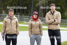 19.05.2023, Lenzerheide, Switzerland (SUI): Andreas Kuppelwieser (ITA), coach Team Switzerland, Sandra Flunger (AUT) coach Team Switzerland, Kein Einaste (EST), (l-r) - Biathlon summer training, Lenzerheide (SUI). www.nordicfocus.com. © Manzoni/NordicFocus. Every downloaded picture is fee-liable.