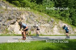 04.06.2023, Ruhpolding, Germany (GER): Niklas Hartweg (SUI), Dajan Danuser (SUI), Sebastian Stalder (SUI), Gion Stalder (SUI), (l-r) - Biathlon summer training, Ruhpolding (GER). www.nordicfocus.com. © Reiter/NordicFocus. Every downloaded picture is fee-liable.