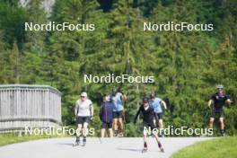 04.06.2023, Ruhpolding, Germany (GER): Sebastian Stalder (SUI), Dajan Danuser (SUI), Jeremy Finello (SUI), Gion Stalder (SUI), Niklas Hartweg (SUI), (l-r) - Biathlon summer training, Ruhpolding (GER). www.nordicfocus.com. © Reiter/NordicFocus. Every downloaded picture is fee-liable.