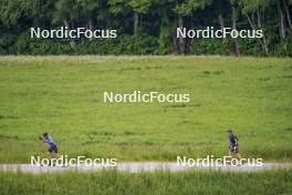 31.05.2023, Col Bayard, France (FRA): Quentin Fillon Maillet (FRA), Emilien Claude (FRA), (l-r)  - Biathlon summer training, Col Bayard (FRA). www.nordicfocus.com. © Thibaut/NordicFocus. Every downloaded picture is fee-liable.