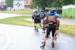 05.07.2023, Premanon, France (FRA): Emilien Claude (FRA), Fabien Claude (FRA), Oscar Lombardot (FRA), Antonin Guigonnat (FRA), Quentin Fillon Maillet (FRA), Eric Perrot (FRA), Emilien Jacquelin (FRA), (l-r) - Biathlon summer training, Premanon (FRA). www.nordicfocus.com. © Manzoni/NordicFocus. Every downloaded picture is fee-liable.