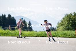 01.06.2023, La Feclaz, France (FRA): Paula Botet (FRA), Sophie Chauveau (FRA), (l-r) - Biathlon summer training, La Feclaz (FRA). www.nordicfocus.com. © Joly/NordicFocus. Every downloaded picture is fee-liable.