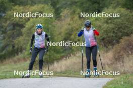 23.09.2023, Bessans, France (FRA): Paula Botet (FRA), Gilonne Guigonnat (FRA), (l-r) - Biathlon training, Bessans (FRA). www.nordicfocus.com. © Authamayou/NordicFocus. Every downloaded picture is fee-liable.