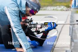 19.05.2023, Lenzerheide, Switzerland (SUI): Remo Krug (GER) coach Team Switzerland, Arnaud Du Pasquier (SUI), (l-r) - Biathlon summer training, Lenzerheide (SUI). www.nordicfocus.com. © Manzoni/NordicFocus. Every downloaded picture is fee-liable.