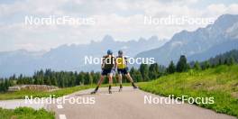 17.06.2023, Lavaze, Italy (ITA): Martin Ponsiluoma (SWE), Sebastian Samuelsson (SWE), (l-r)  - Biathlon summer training, Lavaze (ITA). www.nordicfocus.com. © Barbieri/NordicFocus. Every downloaded picture is fee-liable.