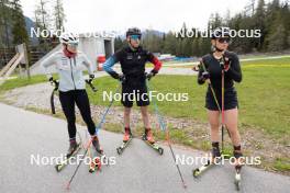 19.05.2023, Lenzerheide, Switzerland (SUI): Lydia Hiernickel (SUI), Daniel Hackhofer (ITA), coach Team Switzerland, Lea Meier (SUI), (l-r) - Biathlon summer training, Lenzerheide (SUI). www.nordicfocus.com. © Manzoni/NordicFocus. Every downloaded picture is fee-liable.