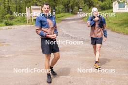 31.05.2023, Col Bayard, France (FRA): Quentin Fillon Maillet (FRA), Emilien Claude (FRA), (l-r)  - Biathlon summer training, Col Bayard (FRA). www.nordicfocus.com. © Thibaut/NordicFocus. Every downloaded picture is fee-liable.