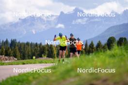 11.06.2023, Lavaze, Italy (ITA): Martin Ponsiluoma (SWE), Sebastian Samuelsson (SWE), Jesper Nelin (SWE), (l-r)  - Biathlon summer training, Lavaze (ITA). www.nordicfocus.com. © Barbieri/NordicFocus. Every downloaded picture is fee-liable.