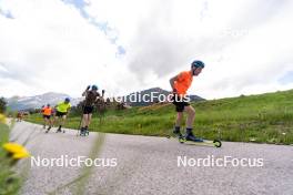 11.06.2023, Lavaze, Italy (ITA): Malte Stefansson (SWE), Martin Ponsiluoma (SWE), Sebastian Samuelsson (SWE), Jesper Nelin (SWE), (l-r)  - Biathlon summer training, Lavaze (ITA). www.nordicfocus.com. © Barbieri/NordicFocus. Every downloaded picture is fee-liable.