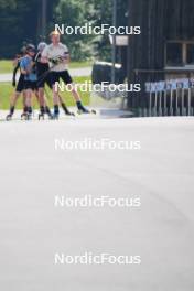 04.06.2023, Ruhpolding, Germany (GER): Jeremy Finello (SUI), Gion Stalder (SUI), Niklas Hartweg (SUI), Sebastian Stalder (SUI), (l-r) - Biathlon summer training, Ruhpolding (GER). www.nordicfocus.com. © Reiter/NordicFocus. Every downloaded picture is fee-liable.