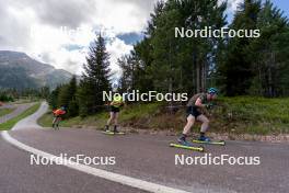 11.06.2023, Lavaze, Italy (ITA): Jesper Nelin (SWE), Martin Ponsiluoma (SWE), Sebastian Samuelsson (SWE), (l-r)  - Biathlon summer training, Lavaze (ITA). www.nordicfocus.com. © Barbieri/NordicFocus. Every downloaded picture is fee-liable.