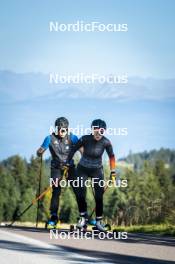 06.10.2023, Lavaze (ITA):  Sverre Olsbu Roiseland (NOR), Janina Hettich Walz  (GER), (l-r)  - Biathlon summer training, Lavaze (ITA). www.nordicfocus.com. © Vanzetta/NordicFocus. Every downloaded picture is fee-liable.