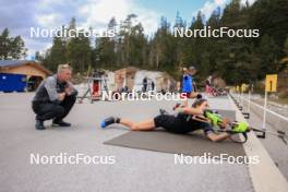 20.10.2023, Ramsau am Dachstein, Austria (AUT): Jonne Kahkonen (FIN), coach Team Italy, Lisa Vittozzi (ITA), (l-r) - Biathlon summer training, Ramsau am Dachstein (AUT). www.nordicfocus.com. © Manzoni/NordicFocus. Every downloaded picture is fee-liable.