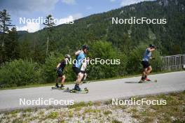 04.06.2023, Ruhpolding, Germany (GER): Gion Stalder (SUI), Dajan Danuser (SUI), Niklas Hartweg (SUI), Sebastian Stalder (SUI), (l-r) - Biathlon summer training, Ruhpolding (GER). www.nordicfocus.com. © Reiter/NordicFocus. Every downloaded picture is fee-liable.