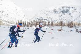 03.11.2023, Bessans, France (FRA): Antonin Guigonnat (FRA), Eric Perrot, (l-r) - Biathlon training, Bessans (FRA). www.nordicfocus.com. © Authamayou/NordicFocus. Every downloaded picture is fee-liable.