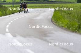 30.05.2023, Col Bayard, France (FRA): Quentin Fillon Maillet (FRA), Oscar Lombardot (FRA), Eric Perrot (FRA), Emilien Claude (FRA), (l-r)  - Biathlon summer training, Col Bayard (FRA). www.nordicfocus.com. © Thibaut/NordicFocus. Every downloaded picture is fee-liable.