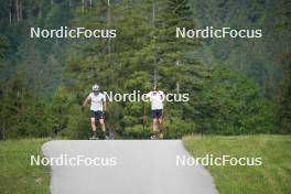 03.06.2023, Ruhpolding, Germany (GER): Niklas Hartweg (SUI), Dajan Danuser (SUI), (l-r) - Biathlon summer training, Ruhpolding (GER). www.nordicfocus.com. © Reiter/NordicFocus. Every downloaded picture is fee-liable.