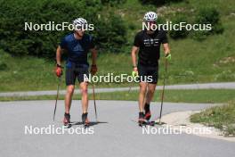04.07.2023, Premanon, France (FRA): Fabien Claude (FRA), Emilien Jacquelin (FRA), (l-r) - Biathlon summer training, Premanon (FRA). www.nordicfocus.com. © Manzoni/NordicFocus. Every downloaded picture is fee-liable.