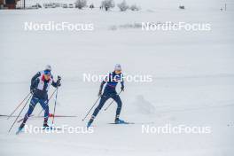 03.11.2023, Bessans, France (FRA): Antonin Guigonnat (FRA), Eric Perrot, (l-r) - Biathlon training, Bessans (FRA). www.nordicfocus.com. © Authamayou/NordicFocus. Every downloaded picture is fee-liable.