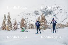 03.11.2023, Bessans, France (FRA): Eric Perrot, Antonin Guigonnat (FRA), (l-r) - Biathlon training, Bessans (FRA). www.nordicfocus.com. © Authamayou/NordicFocus. Every downloaded picture is fee-liable.