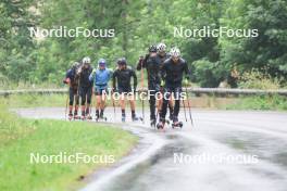 05.07.2023, Premanon, France (FRA): Emilien Claude (FRA), Fabien Claude (FRA), Oscar Lombardot (FRA), Antonin Guigonnat (FRA), Quentin Fillon Maillet (FRA), Eric Perrot (FRA), Emilien Jacquelin (FRA), (l-r) - Biathlon summer training, Premanon (FRA). www.nordicfocus.com. © Manzoni/NordicFocus. Every downloaded picture is fee-liable.