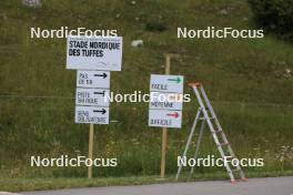 04.07.2023, Premanon, France (FRA): Event Feature: New track signs - Biathlon summer training, La Premanon (FRA). www.nordicfocus.com. © Manzoni/NordicFocus. Every downloaded picture is fee-liable.