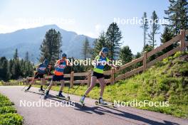 11.06.2023, Lavaze, Italy (ITA): Peppe Femling (SWE), Oskar Brandt (SWE), Hanna Oeberg (SWE), (l-r)  - Biathlon summer training, Lavaze (ITA). www.nordicfocus.com. © Barbieri/NordicFocus. Every downloaded picture is fee-liable.