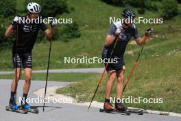 04.07.2023, Premanon, France (FRA): Eric Perrot (FRA), Emilien Claude (FRA), (l-r) - Biathlon summer training, La Premanon (FRA). www.nordicfocus.com. © Manzoni/NordicFocus. Every downloaded picture is fee-liable.