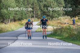 04.09.2023, Font-Romeu, France (FRA): Sebastian Samuelsson (SWE), Viktor Brandt (SWE), (l-r) - Biathlon training, Font-Romeu (FRA). www.nordicfocus.com. © Authamayou/NordicFocus. Every downloaded picture is fee-liable.