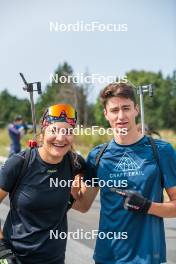 30.08.2023, Font-Romeu, France (FRA): Gilonne Guigonnat (FRA), Eric Perrot, (l-r) - Biathlon training, Font-Romeu (FRA). www.nordicfocus.com. © Authamayou/NordicFocus. Every downloaded picture is fee-liable.