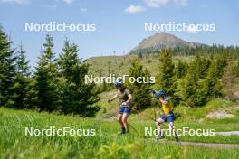 17.06.2023, Lavaze, Italy (ITA): Martin Ponsiluoma (SWE), Sebastian Samuelsson (SWE), (l-r)  - Biathlon summer training, Lavaze (ITA). www.nordicfocus.com. © Barbieri/NordicFocus. Every downloaded picture is fee-liable.