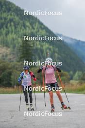 23.09.2023, Bessans, France (FRA): Lou Jeanmonnot (FRA), Caroline Colombo (FRA), (l-r) - Biathlon training, Bessans (FRA). www.nordicfocus.com. © Authamayou/NordicFocus. Every downloaded picture is fee-liable.