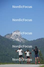 03.06.2023, Ruhpolding, Germany (GER): Niklas Hartweg (SUI), Dajan Danuser (SUI), Jeremy Finello (SUI), (l-r) - Biathlon summer training, Ruhpolding (GER). www.nordicfocus.com. © Reiter/NordicFocus. Every downloaded picture is fee-liable.