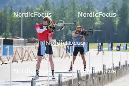 04.06.2023, Ruhpolding, Germany (GER): Sebastian Stalder (SUI), Dajan Danuser (SUI), (l-r) - Biathlon summer training, Ruhpolding (GER). www.nordicfocus.com. © Reiter/NordicFocus. Every downloaded picture is fee-liable.